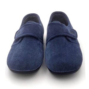 Zapatilla para casa cerrada en algodón natural y cierre de velcro