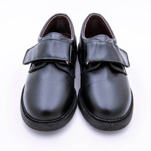 Zapato Colegial En Napa Piel Con Cierre De velcro Y Suela De Goma Gruesa Antideslizante