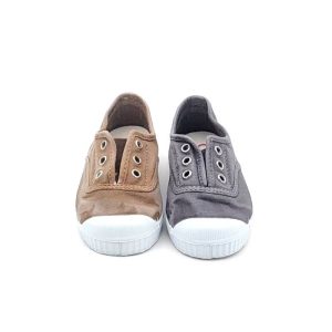 Playeras sin cordones en lona con suela de goma