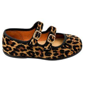Merceditas respetuosas de doble hebilla estampado leopardo