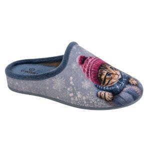 Zapatilla para mujer descalza de algodón con estampado de gatitos