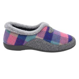 Zapatillas De Casa Mujer Cerrada Cuadros Multicolor