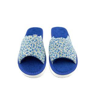 Zapatillas de casa abierta con estampado floral y con corcho en la suela