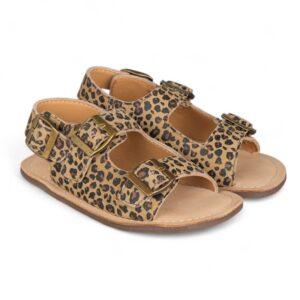 Sandalia de piel BAREFOOT en piel con velcro y doble hebilla