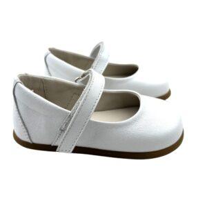 Mercedita Barefoot de Piel Blanca con Velcro