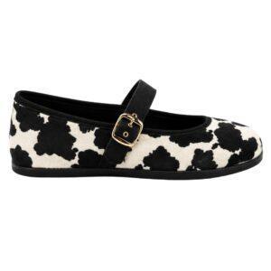 Merceditas Respetuosas con Hebilla y Piel Ante Animal Print