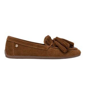 Mocasín De Mujer En Piel Serraje Y Diseño de Borlas