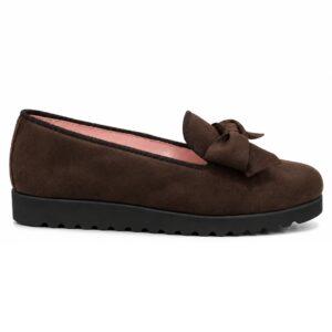Zapato En Piel Ante Y Adorno De Lazo Clásico